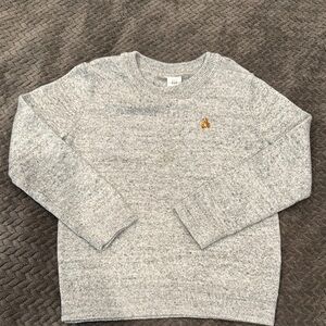 Gray Knit Sweater with Gold Logo